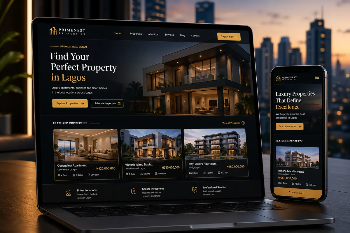 Premium real estate website design Nigeria